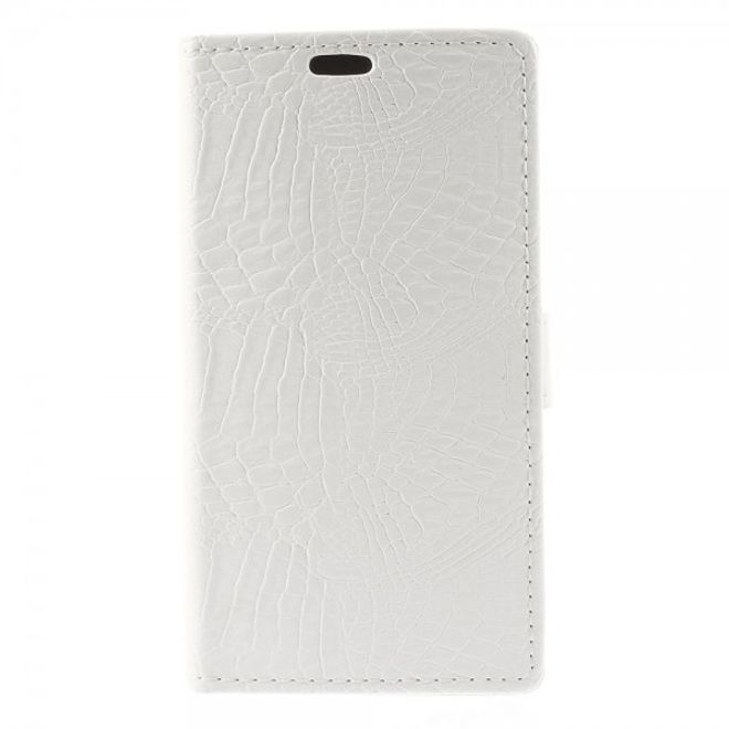 Sony Xperia M4 Aqua Leder Case mit Krokodilmuster - weiss