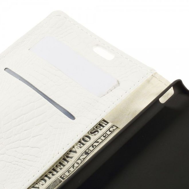 Sony Xperia M4 Aqua Leder Case mit Krokodilmuster - weiss