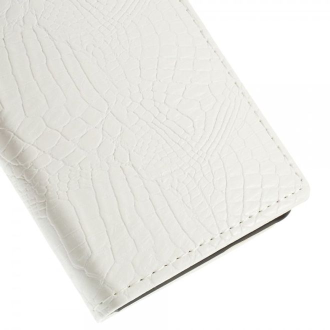 Sony Xperia M4 Aqua Leder Case mit Krokodilmuster - weiss