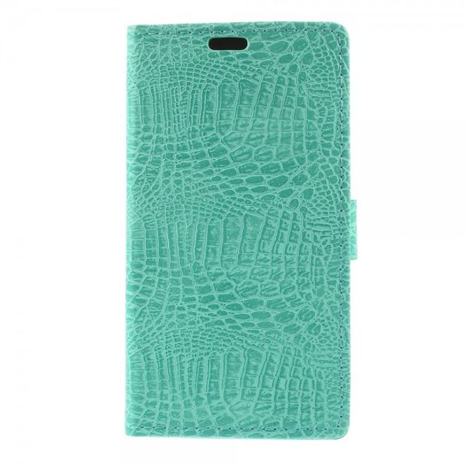 Sony Xperia M4 Aqua Leder Case mit Krokodilmuster - cyan