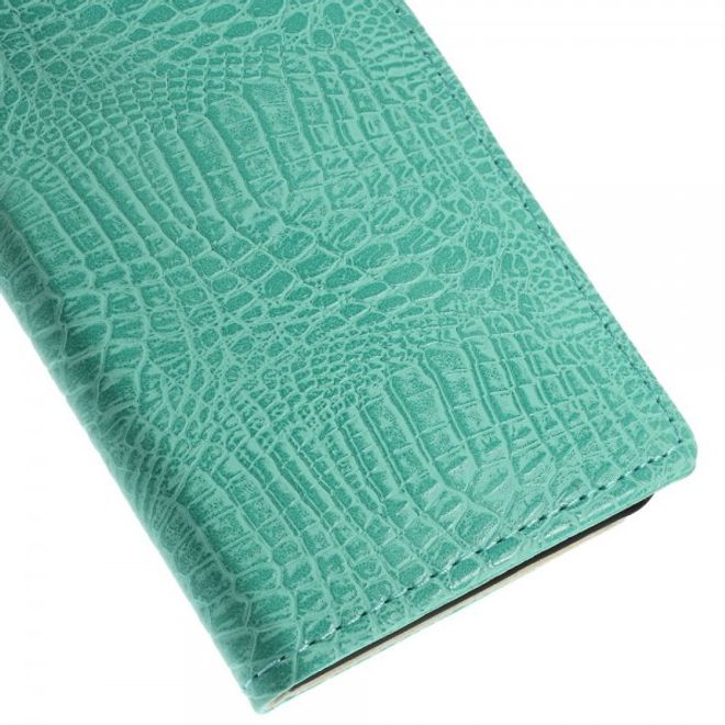 Sony Xperia M4 Aqua Leder Case mit Krokodilmuster - cyan