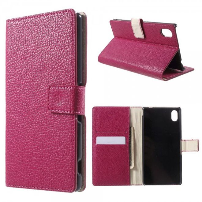 Sony Xperia M4 Aqua Leder Case mit Litchitextur - rosa