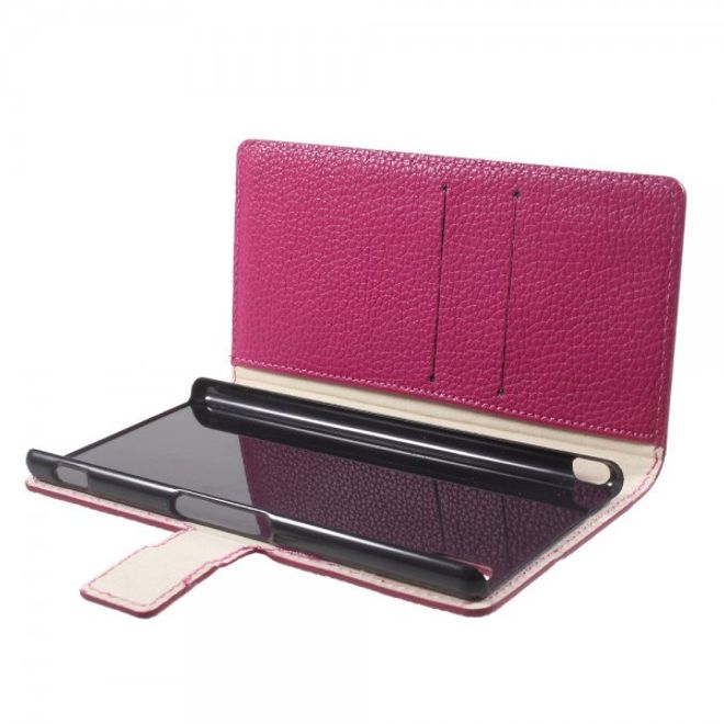 Sony Xperia M4 Aqua Leder Case mit Litchitextur - rosa