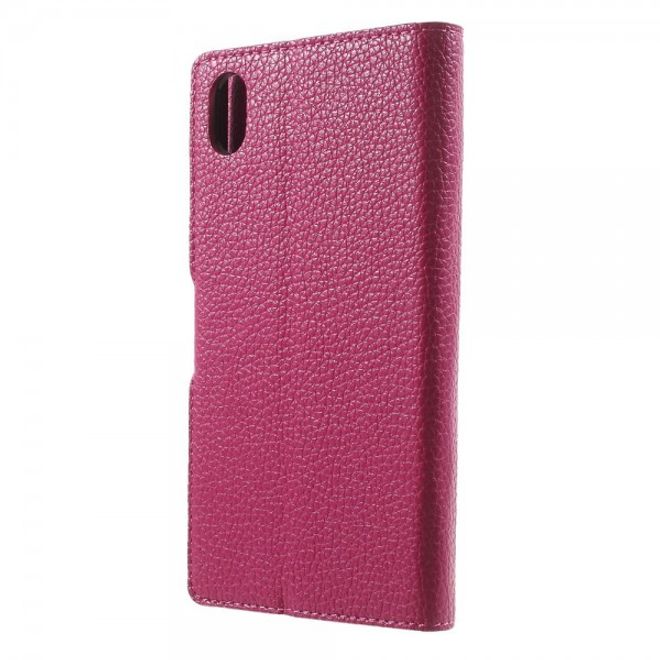 Sony Xperia M4 Aqua Leder Case mit Litchitextur - rosa