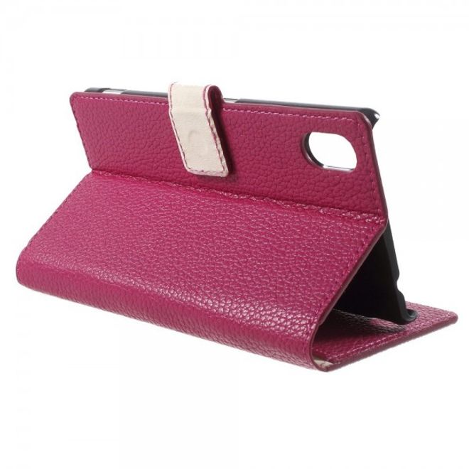 Sony Xperia M4 Aqua Leder Case mit Litchitextur - rosa