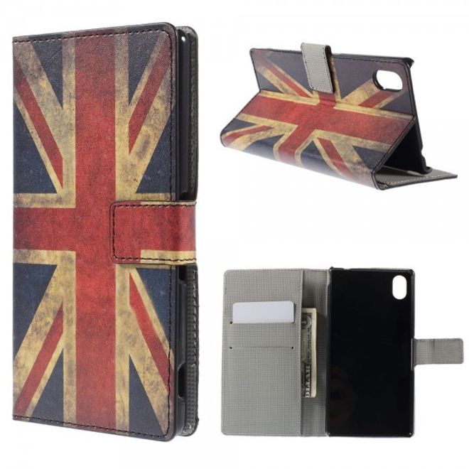 Sony Xperia M4 Aqua Leder Case mit UK Flagge retro-style