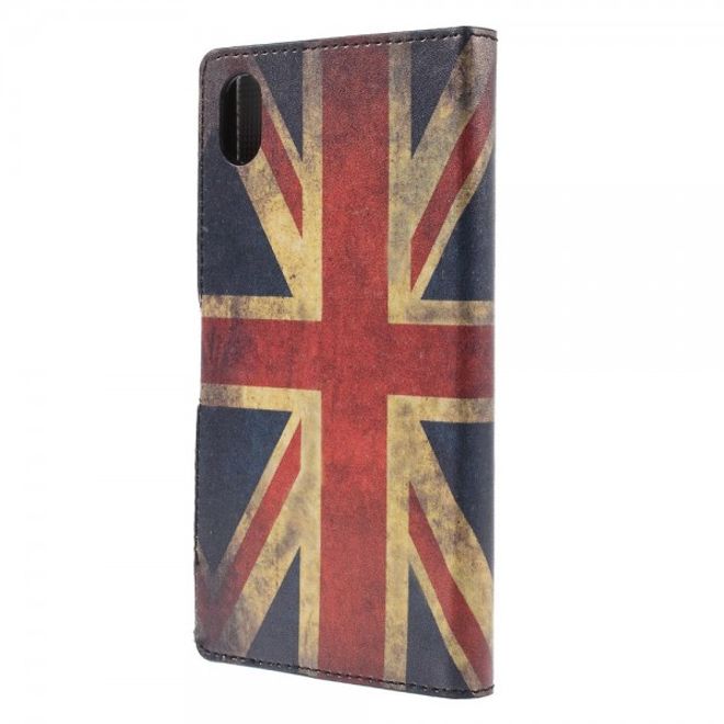 Sony Xperia M4 Aqua Leder Case mit UK Flagge retro-style