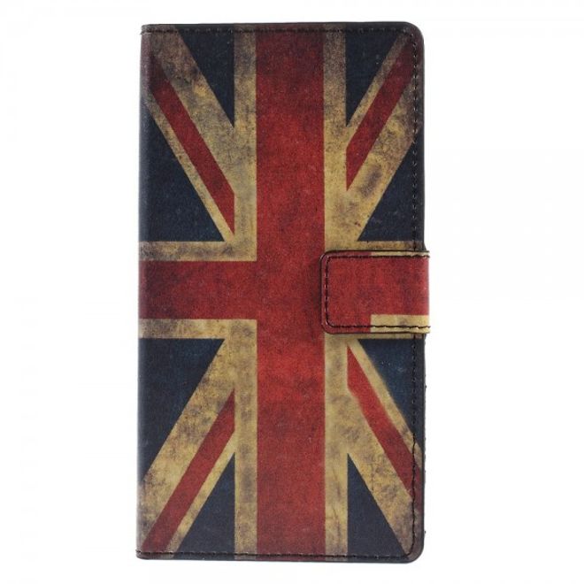 Sony Xperia M4 Aqua Leder Case mit UK Flagge retro-style
