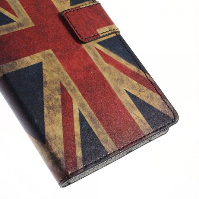 Sony Xperia M4 Aqua Leder Case mit UK Flagge retro-style