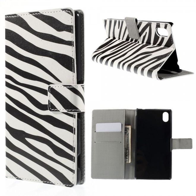 Sony Xperia M4 Aqua Leder Case mit Zebrastreifen