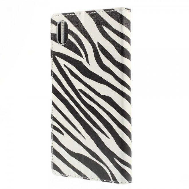 Sony Xperia M4 Aqua Leder Case mit Zebrastreifen