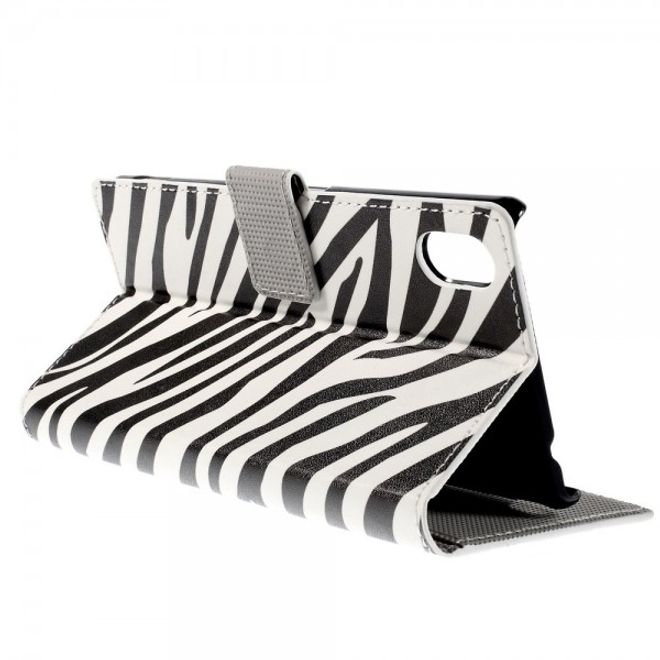 Sony Xperia M4 Aqua Leder Case mit Zebrastreifen