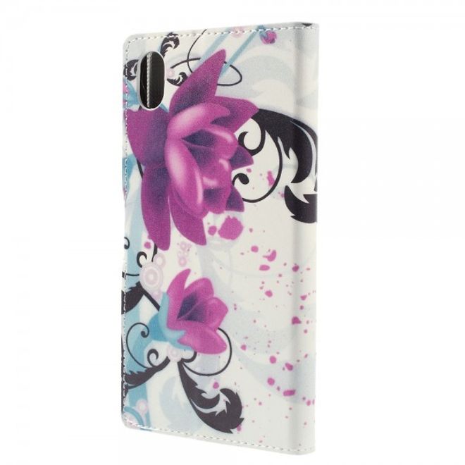 Sony Xperia M4 Aqua Leder Case mit Lotus Blumen