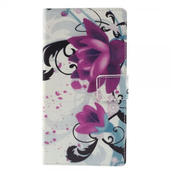 Sony Xperia M4 Aqua Leder Case mit Lotus Blumen
