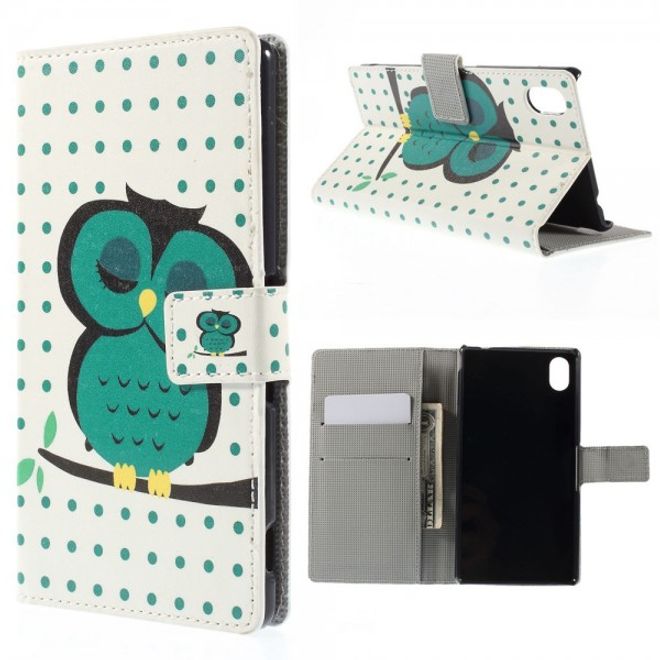 Sony Xperia M4 Aqua Leder Case mit schlafender Eule
