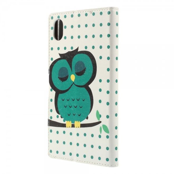 Sony Xperia M4 Aqua Leder Case mit schlafender Eule