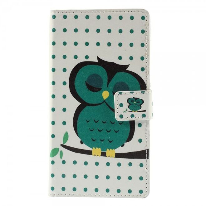 Sony Xperia M4 Aqua Leder Case mit schlafender Eule