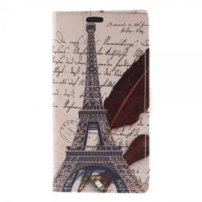 Sony Xperia M4 Aqua Leder Case mit Eiffelturm und Uhr