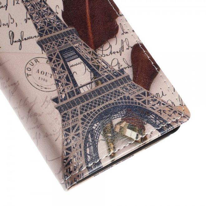 Sony Xperia M4 Aqua Leder Case mit Eiffelturm und Uhr