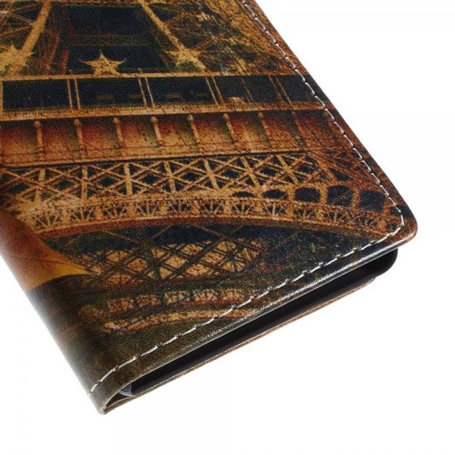 Sony Xperia M4 Aqua Leder Case mit Eiffelturm und Ahorn Blatt