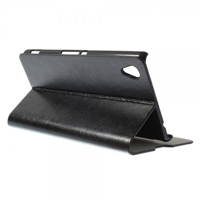 Sony Xperia M4 Aqua Crazy Horse Leder Case mit Standfunktion und Kreditkartenslots - schwarz