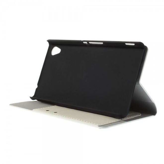 Sony Xperia M4 Aqua Crazy Horse Leder Case mit Standfunktion und Kreditkartenslots - weiss