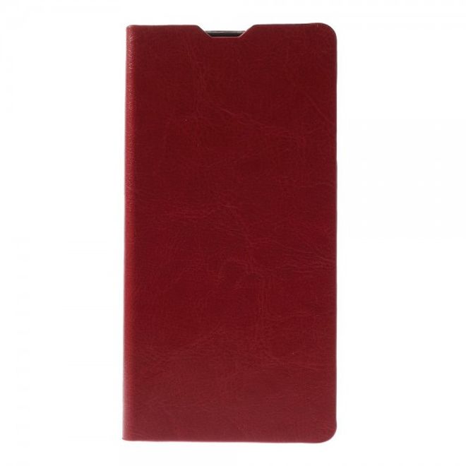 Sony Xperia M4 Aqua Crazy Horse Leder Case mit Standfunktion und Kreditkartenslots - rot