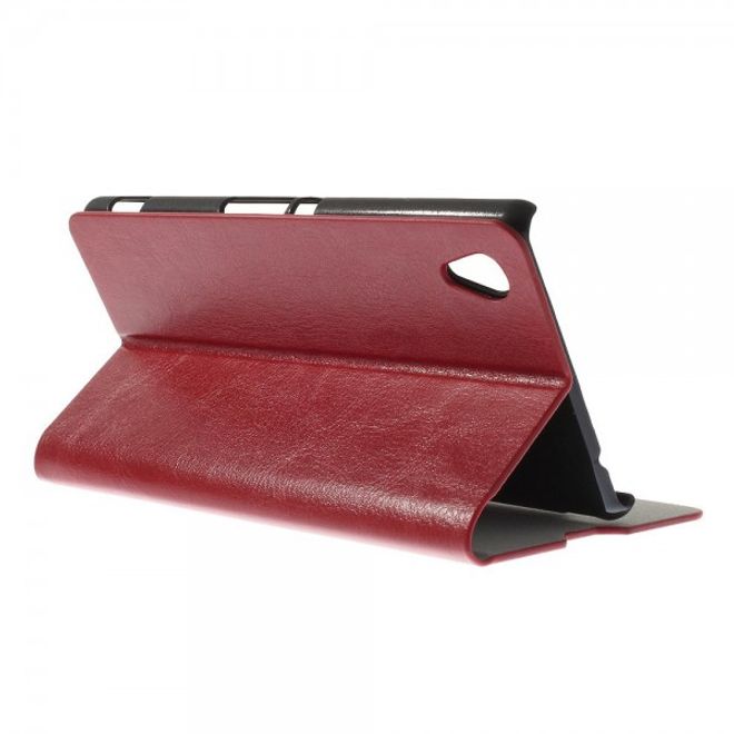 Sony Xperia M4 Aqua Crazy Horse Leder Case mit Standfunktion und Kreditkartenslots - rot