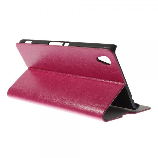 Sony Xperia M4 Aqua Crazy Horse Leder Case mit Standfunktion und Kreditkartenslots - rosa