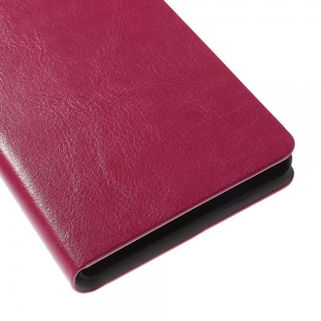 Sony Xperia M4 Aqua Crazy Horse Leder Case mit Standfunktion und Kreditkartenslots - rosa