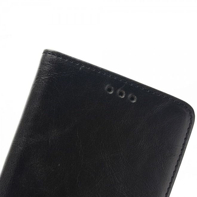 Sony Xperia M4 Aqua Stylisches Crazy Horse Leder Case mit Standfunktion - schwarz