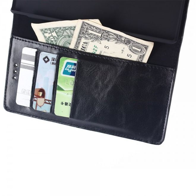 Sony Xperia M4 Aqua Stylisches Crazy Horse Leder Case mit Standfunktion - schwarz