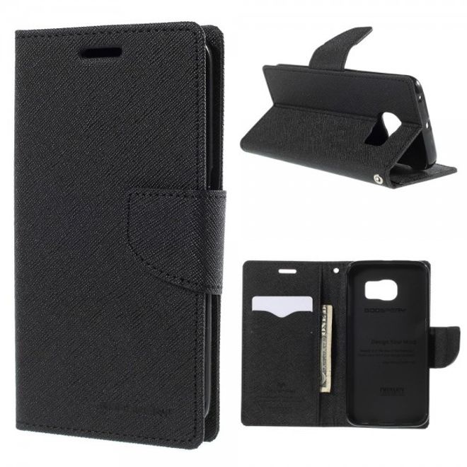 Goospery - Galaxy S6 Edge Hülle - Handy Bookcover - Fancy Diary Series - schwarz