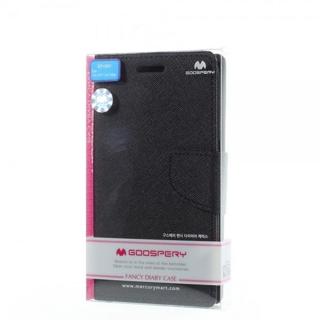 Goospery - Galaxy S6 Edge Hülle - Handy Bookcover - Fancy Diary Series - schwarz