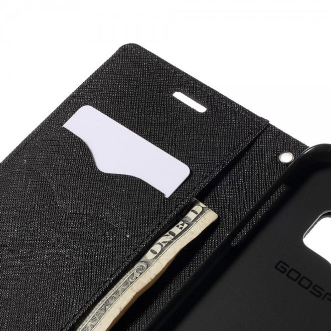 Goospery - Galaxy S6 Edge Hülle - Handy Bookcover - Fancy Diary Series - schwarz