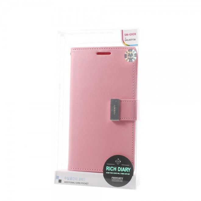 Goospery - Samsung Galaxy S6 Hülle - Handy Bookcover - Rich Diary Series - rosa