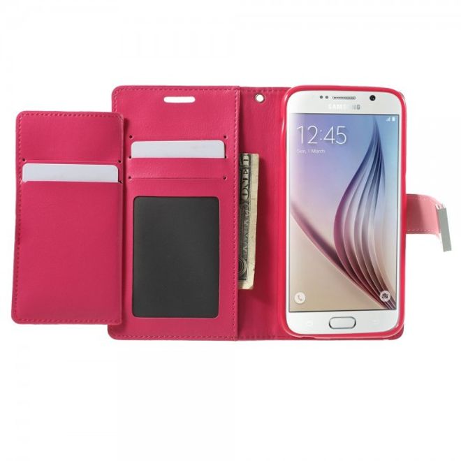 Goospery - Samsung Galaxy S6 Hülle - Handy Bookcover - Rich Diary Series - rosa