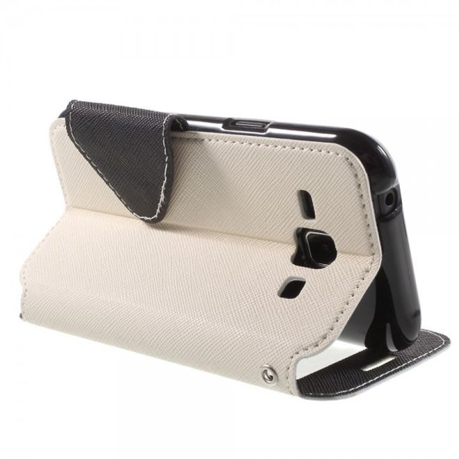 Samsung Galaxy J1 Roar Korea Leder Case mit kleinem Fenster - weiss