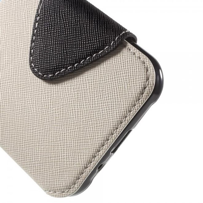 Samsung Galaxy J1 Roar Korea Leder Case mit kleinem Fenster - weiss