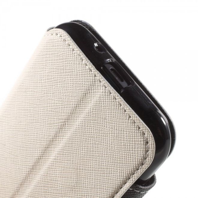 Samsung Galaxy J1 Roar Korea Leder Case mit kleinem Fenster - weiss
