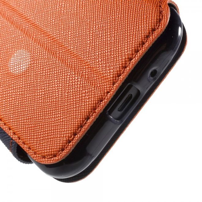 Samsung Galaxy J1 Roar Korea Leder Case mit kleinem Fenster - orange
