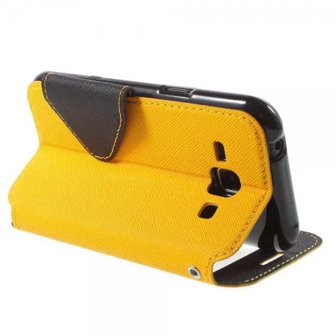 Samsung Galaxy J1 Roar Korea Leder Case mit kleinem Fenster - gelb
