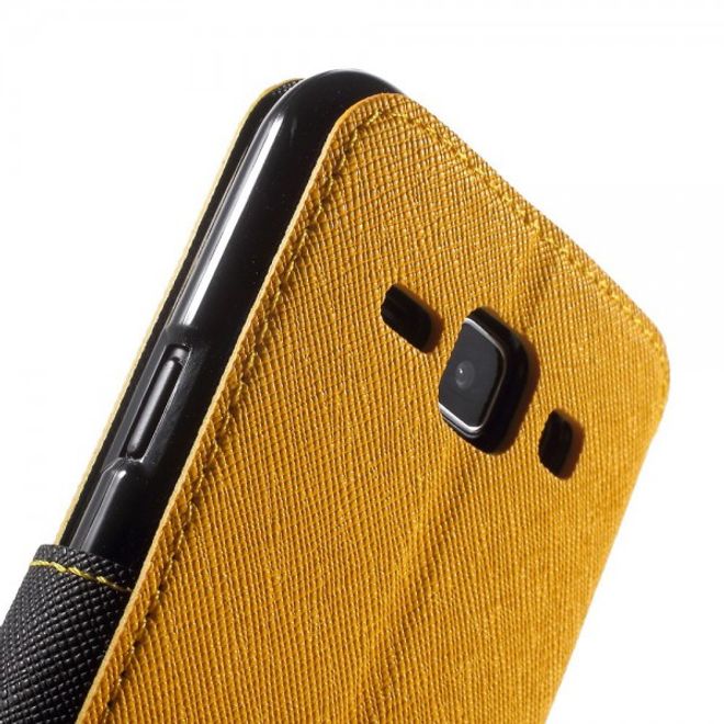 Samsung Galaxy J1 Roar Korea Leder Case mit kleinem Fenster - gelb