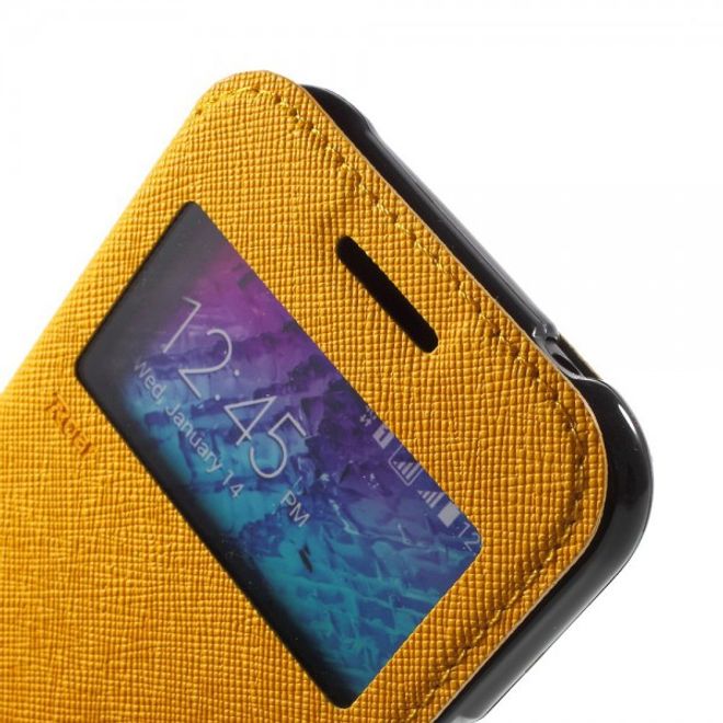 Samsung Galaxy J1 Roar Korea Leder Case mit kleinem Fenster - gelb