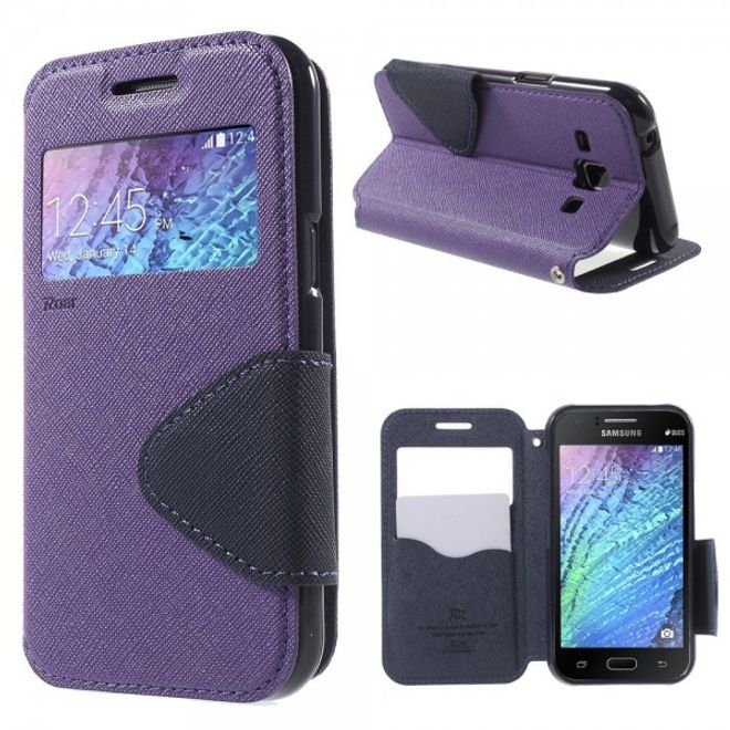 Samsung Galaxy J1 Roar Korea Leder Case mit kleinem Fenster - purpur
