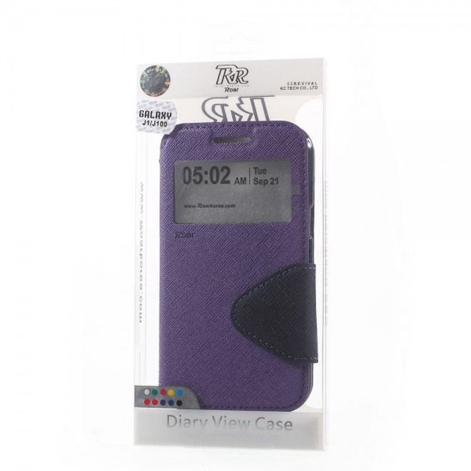 Samsung Galaxy J1 Roar Korea Leder Case mit kleinem Fenster - purpur