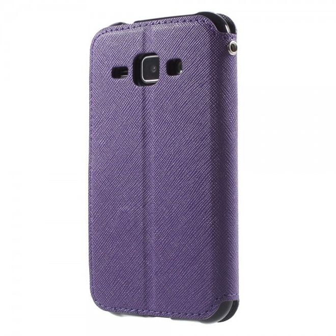 Samsung Galaxy J1 Roar Korea Leder Case mit kleinem Fenster - purpur