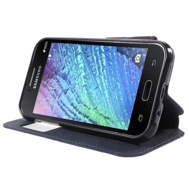 Samsung Galaxy J1 Roar Korea Leder Case mit kleinem Fenster - purpur
