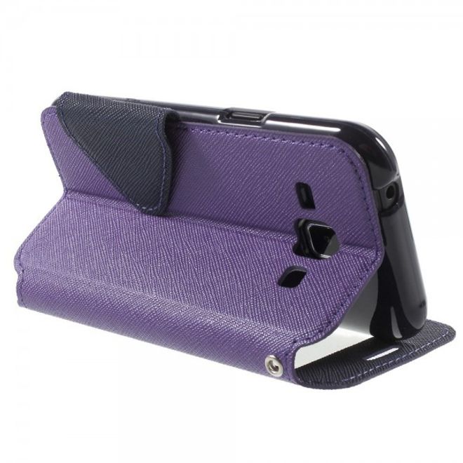 Samsung Galaxy J1 Roar Korea Leder Case mit kleinem Fenster - purpur