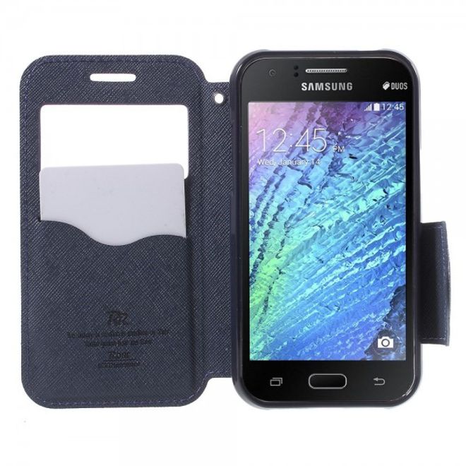 Samsung Galaxy J1 Roar Korea Leder Case mit kleinem Fenster - purpur